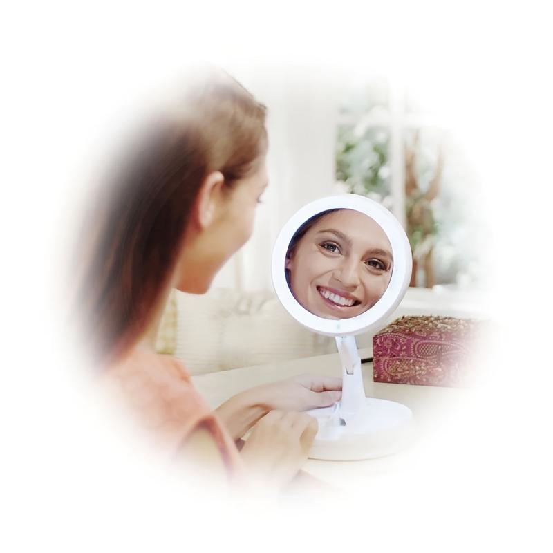LED Folding Makeup Mirror 10X 1X Magnification Double Sided Mirror 16 0 Cm