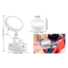 LED Folding Makeup Mirror 10X 1X Magnification Double Sided Mirror 16 0 Cm