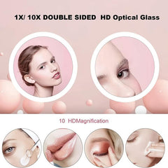 LED Folding Makeup Mirror 10X 1X Magnification Double Sided Mirror 16 0 Cm