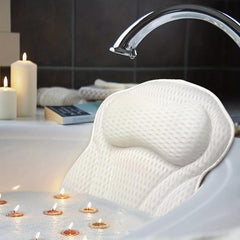 Bath Pillow for Tub 4D Air Mesh Soft Tub Pillow for Headrest with 6 Suction Cups