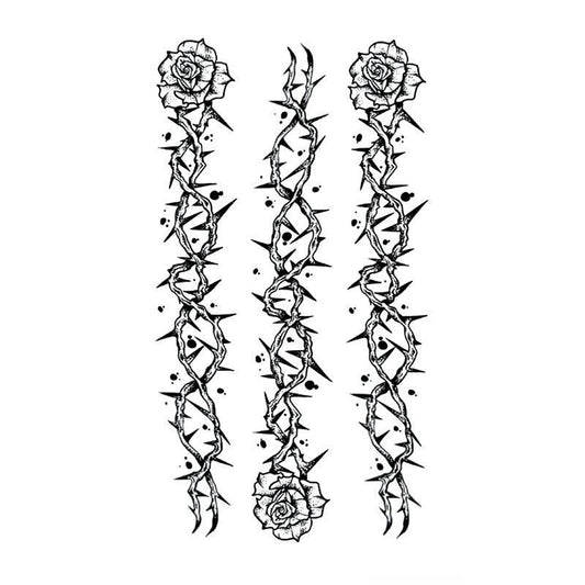 Floral Thorns Rose Waterproof Temporary Tattoo