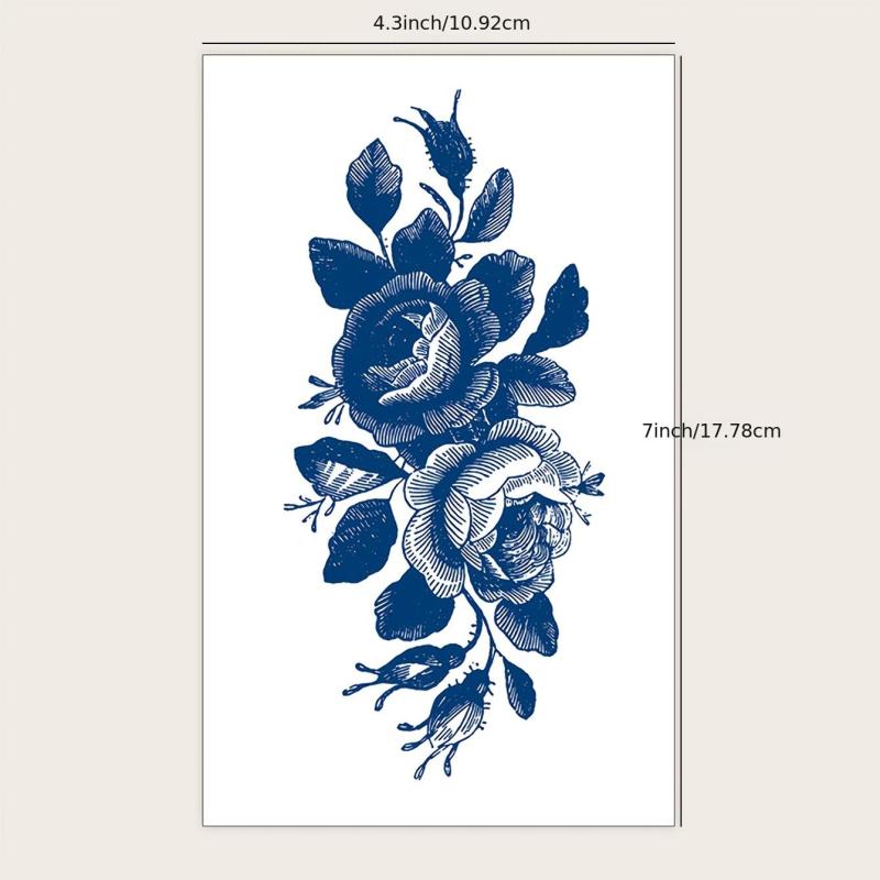 Flower Pattern Herbal Tattoo Stickers for Leg Arm Body Art