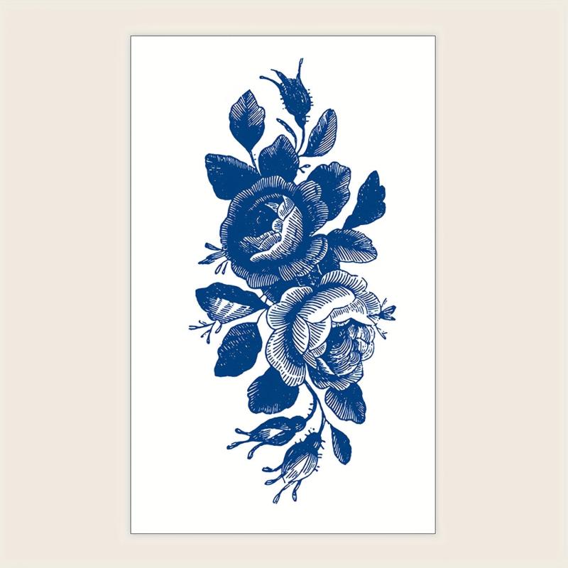 Flower Pattern Herbal Tattoo Stickers for Leg Arm Body Art