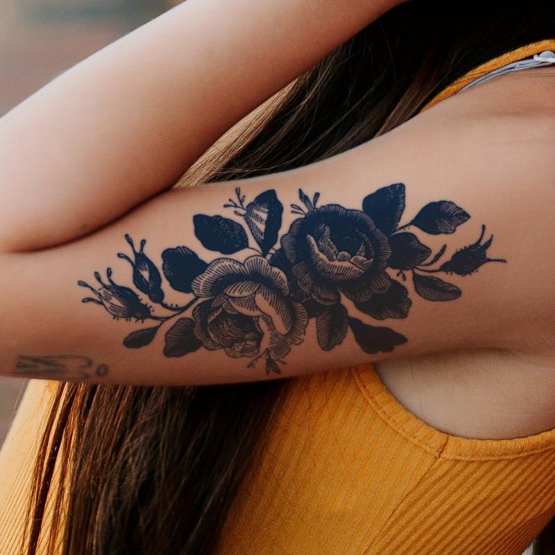 Flower Pattern Herbal Tattoo Stickers for Leg Arm Body Art