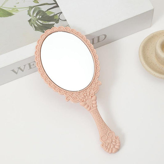 Vintage Floral Embossed Beauty Mirror Decorative Mirror With Handle