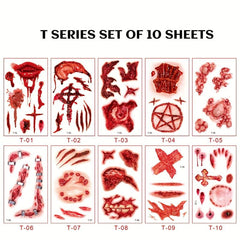 Realistic Wrist Suture Wound Horror Temporary Tattoo Sticker