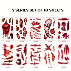 Realistic Wrist Suture Wound Horror Temporary Tattoo Sticker