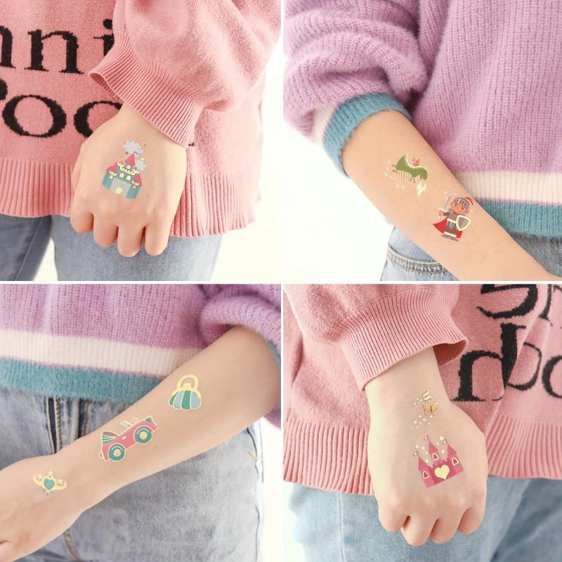 10 Sheets Glitter Princess Temporary Tattoos For Girls Party Supplies