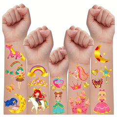 10 Sheets Glitter Princess Temporary Tattoos For Girls Party Supplies