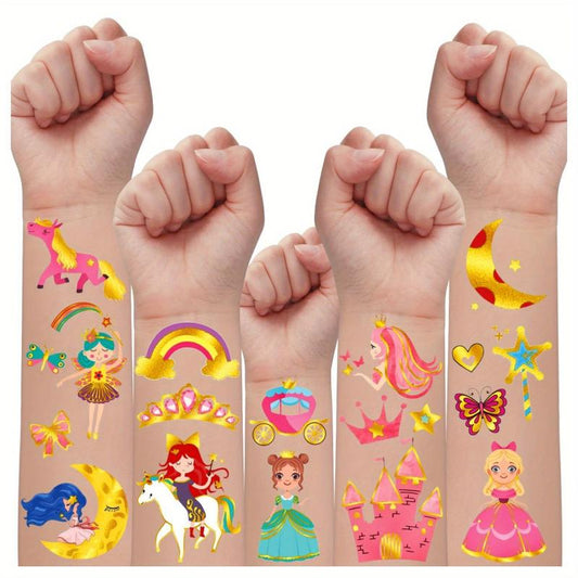 10 Sheets Glitter Princess Temporary Tattoos For Girls Party Supplies