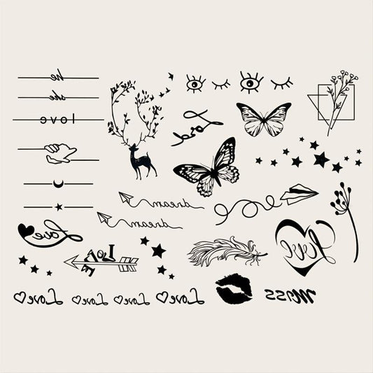 Small Pattern Tattoo Stickers for Body Parts, Long Lasting, Waterproof