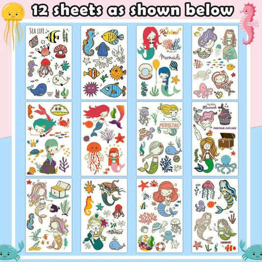Mermaid Birthday Party Decorations Glow Mermaid Temporary Tattoos