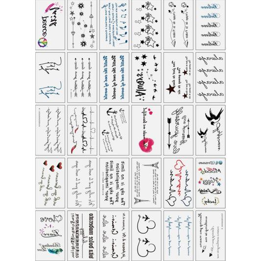 Temporary Tattoo English Letter Series Small Figure Pattern Waterproof Stickers