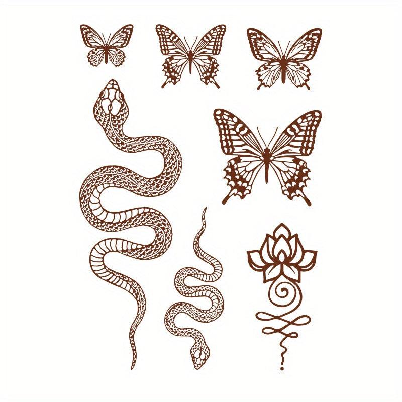 Brown Red Lace Tattoo Sticker Semi Permanent Waterproof