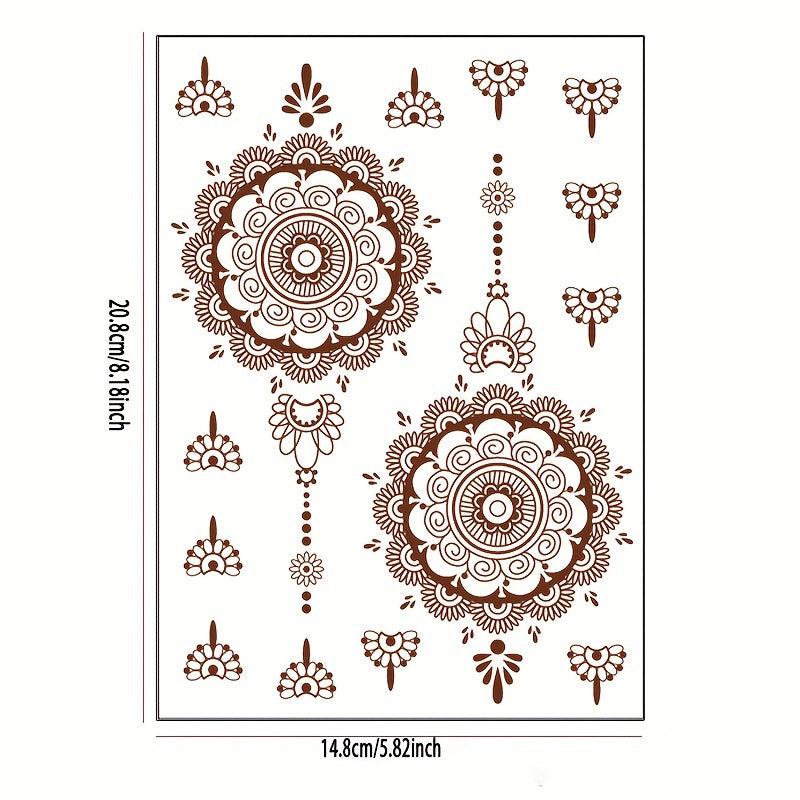 Brown Red Lace Tattoo Sticker Semi Permanent Waterproof