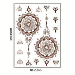 Brown Red Lace Tattoo Sticker Semi Permanent Waterproof