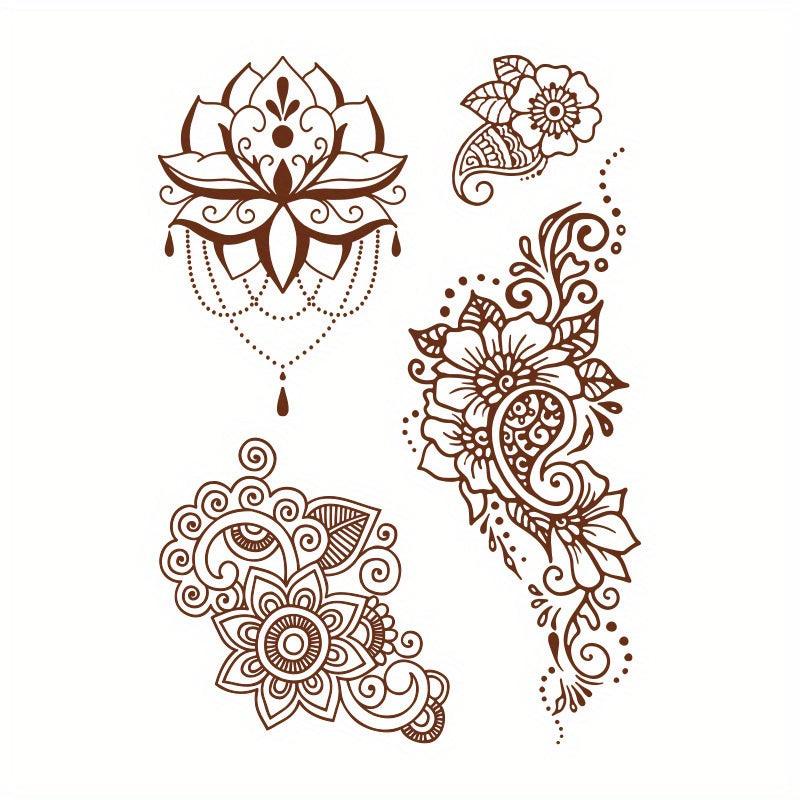 Brown Red Lace Tattoo Sticker Semi Permanent Waterproof