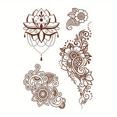 Brown Red Lace Tattoo Sticker Semi Permanent Waterproof