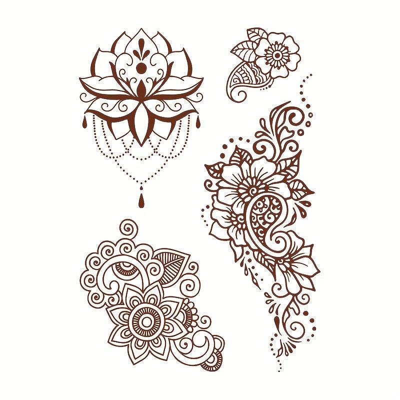 Brown Red Lace Tattoo Sticker Semi Permanent Waterproof