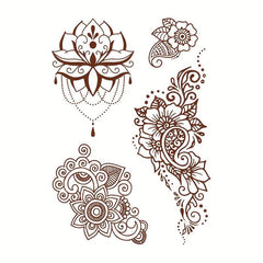 Brown Red Lace Tattoo Sticker Semi Permanent Waterproof