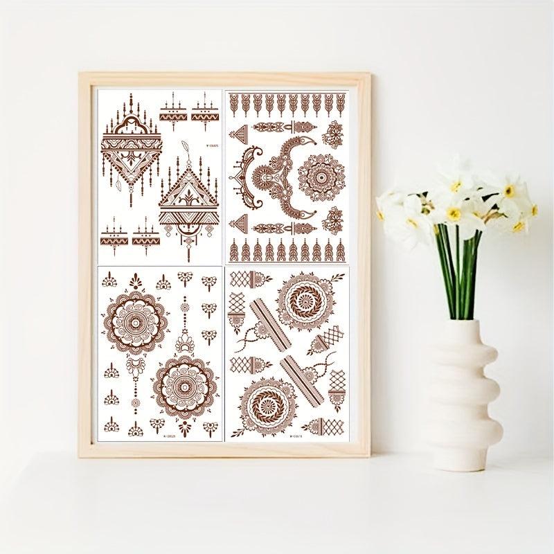 Brown Red Lace Tattoo Sticker Semi Permanent Waterproof
