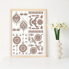 Brown Red Lace Tattoo Sticker Semi Permanent Waterproof