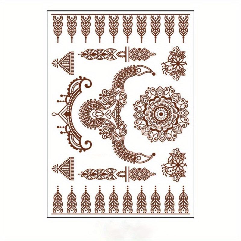 Brown Red Lace Tattoo Sticker Semi Permanent Waterproof