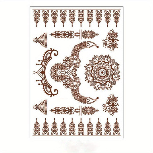 Brown Red Lace Tattoo Sticker Semi Permanent Waterproof