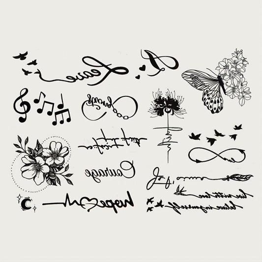 2 Small Pattern Tattoo Stickers for Ears Fingers Wrist