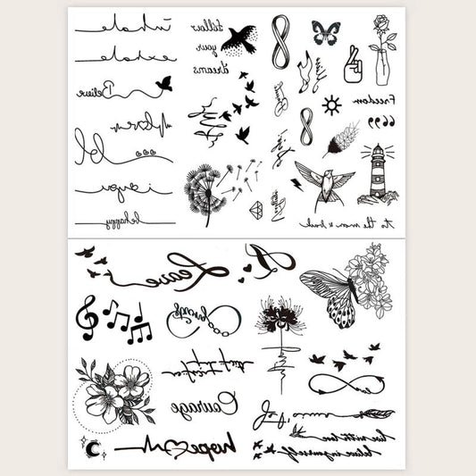 2 Small Pattern Tattoo Stickers for Ears Fingers Wrist
