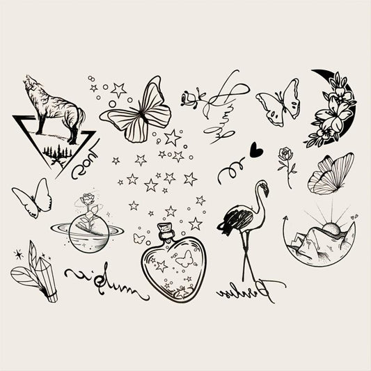 Mini Tattoos Set - Stylish Designs for Fingers, Wrists, Ears & More