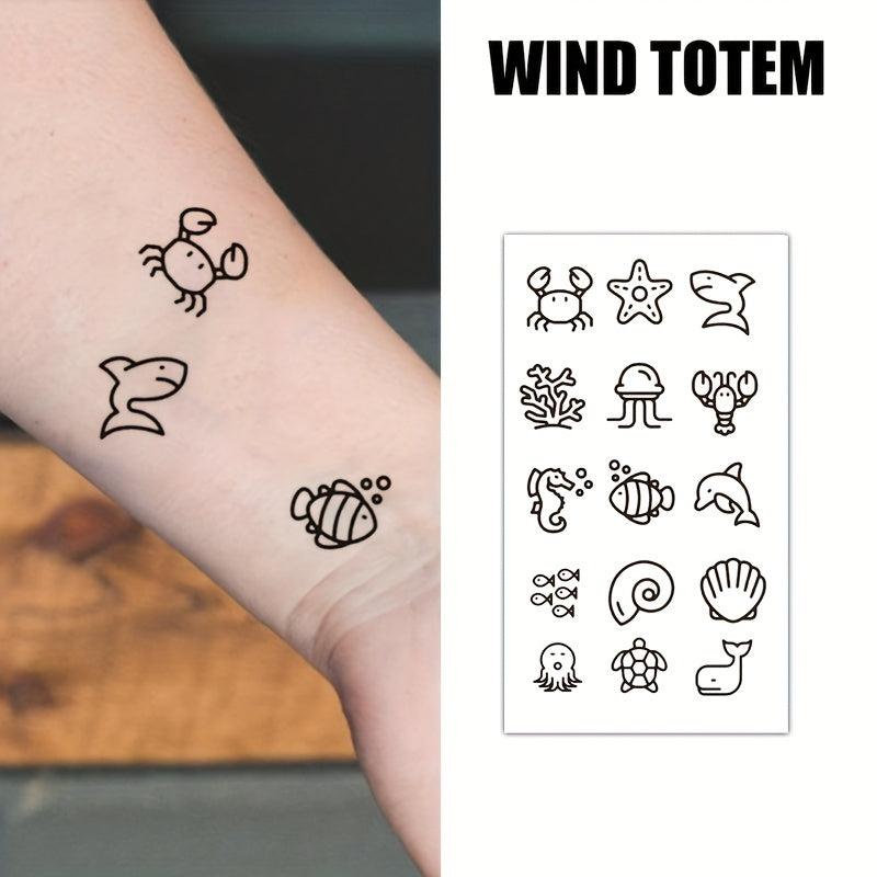 Geometric Animal Love Cartoon Temporary Tattoo Sticker