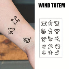 Geometric Animal Love Cartoon Temporary Tattoo Sticker