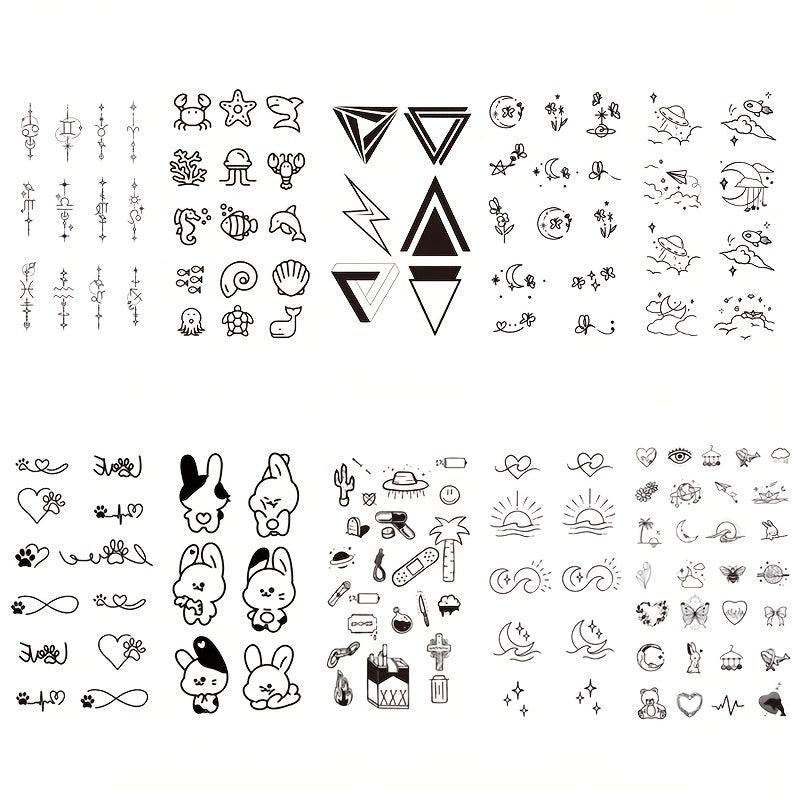 Geometric Animal Love Cartoon Temporary Tattoo Sticker