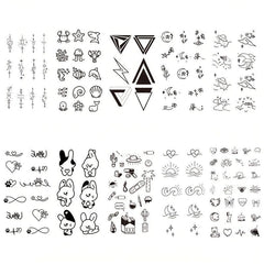 Geometric Animal Love Cartoon Temporary Tattoo Sticker
