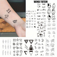 Geometric Animal Love Cartoon Temporary Tattoo Sticker