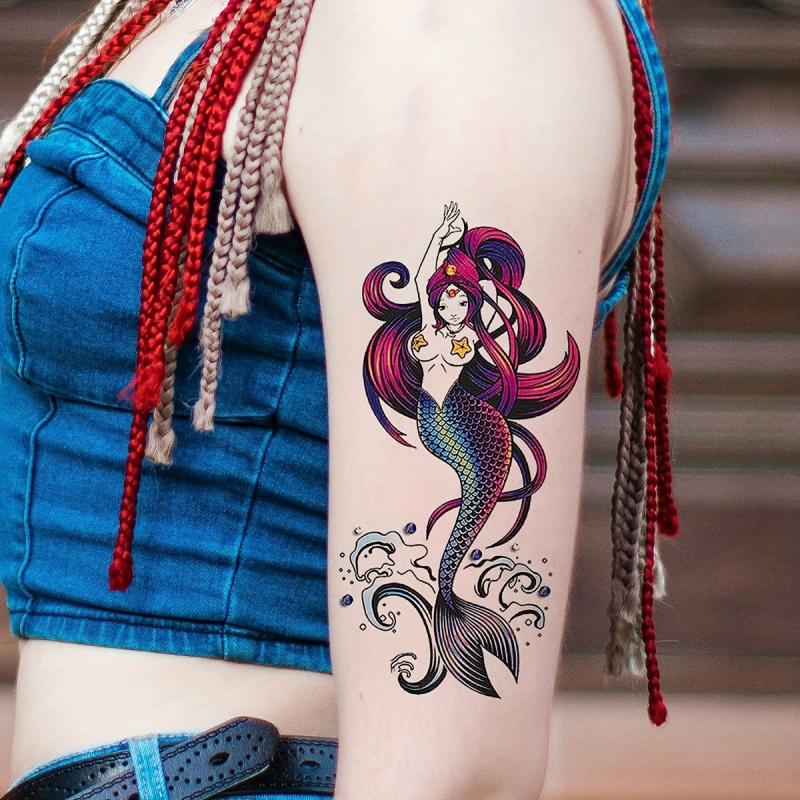 4Pcs Mermaid Tattoo Sticker Waterproof Body Art MakeupTemporary Tattoo Stick
