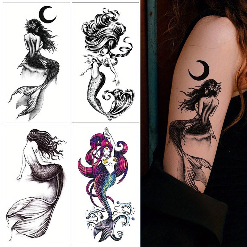 4Pcs Mermaid Tattoo Sticker Waterproof Body Art MakeupTemporary Tattoo Stick