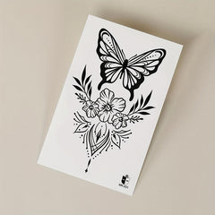 Butterfly Flower Pattern Large Temporary Tattoo Sticker Halloween Makeup