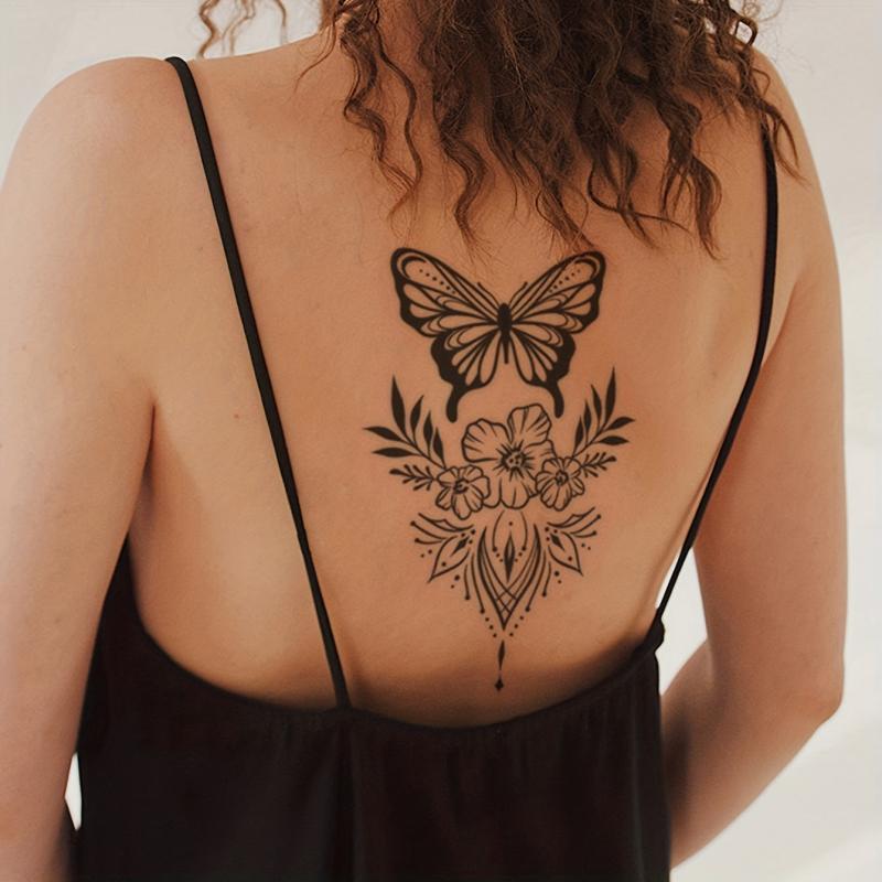 Butterfly Flower Pattern Large Temporary Tattoo Sticker Halloween Makeup