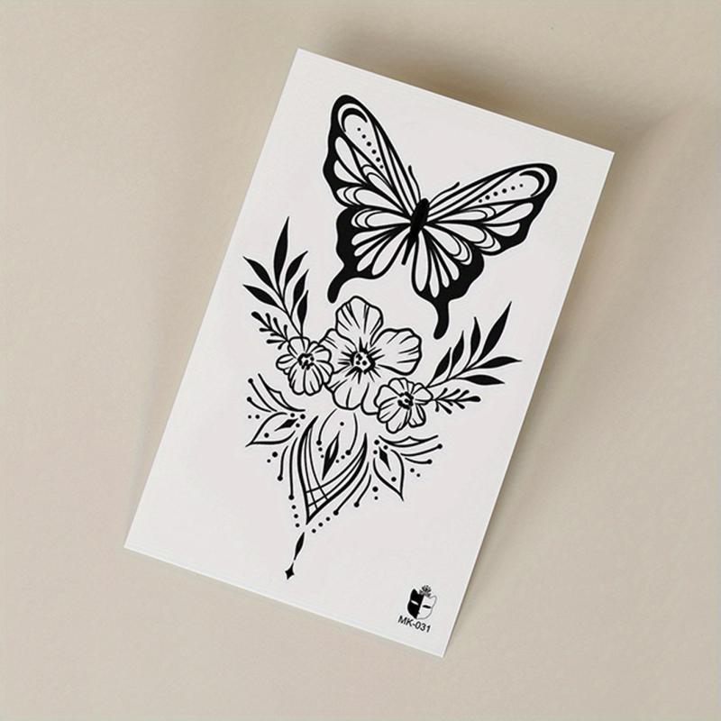 Butterfly Flower Pattern Large Temporary Tattoo Sticker Halloween Makeup