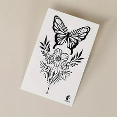 Butterfly Flower Pattern Large Temporary Tattoo Sticker Halloween Makeup