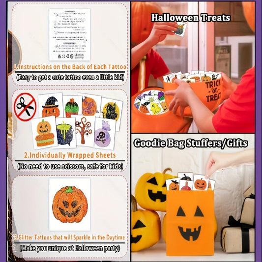 Glitter Halloween Tattoos For Boys Girls Stickers