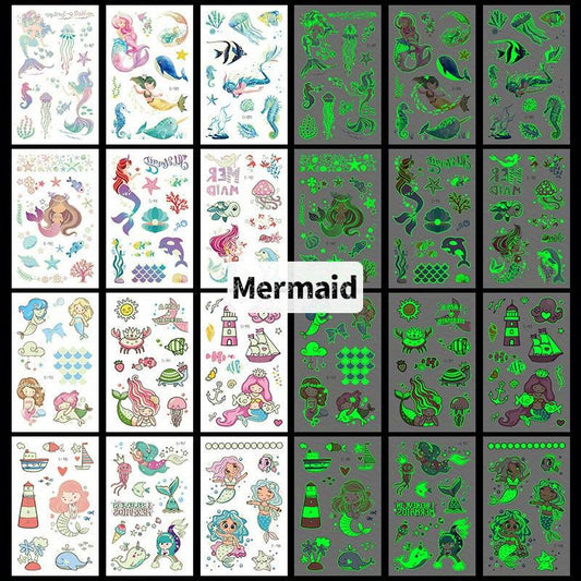 Glow Mermaid Temporary Tattoos Underwater Sea Party Supplies