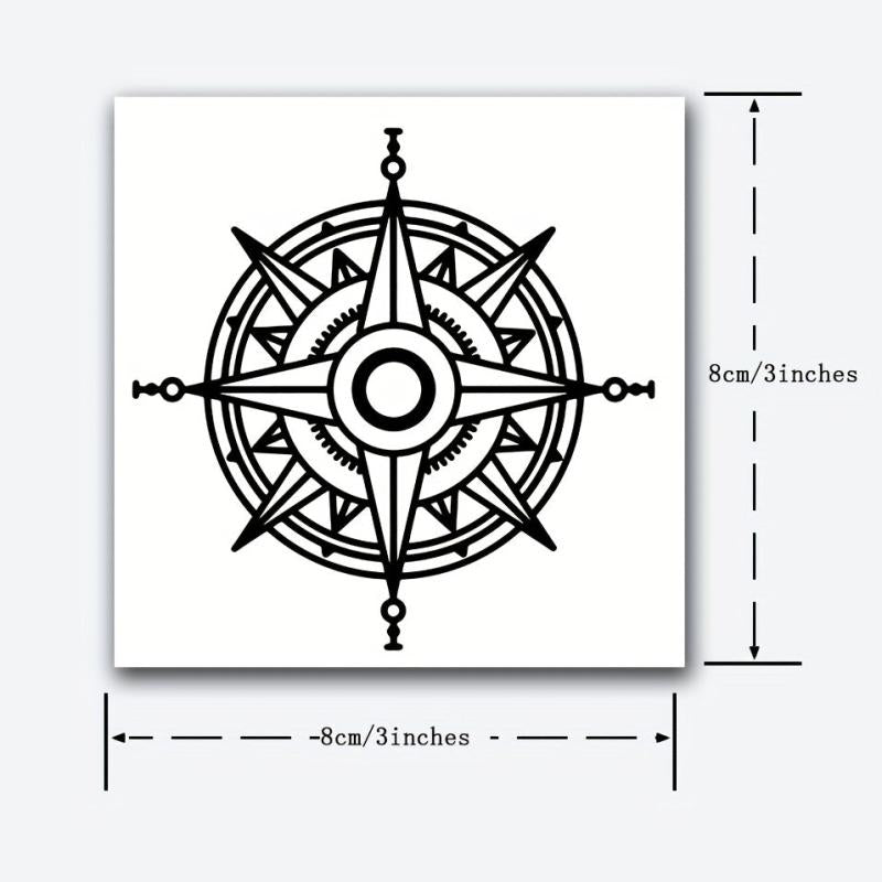 Compass Temporary Tattoo Stickers Herbal Juice Tattoo Waterproof 2 Weeks