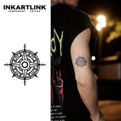 Compass Temporary Tattoo Stickers Herbal Juice Tattoo Waterproof 2 Weeks