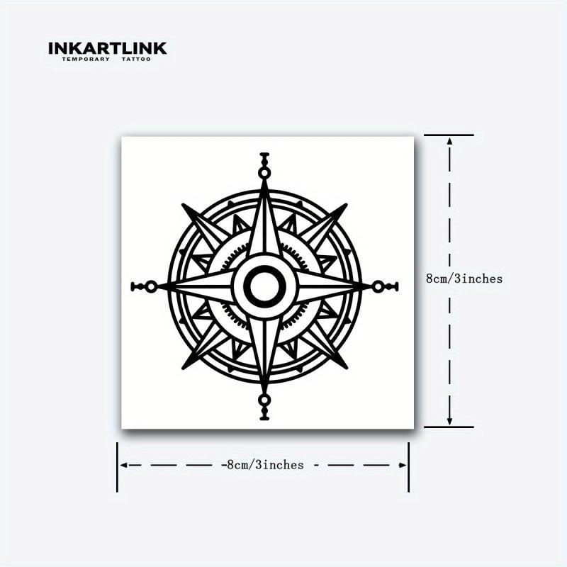 Compass Temporary Tattoo Stickers Herbal Juice Tattoo Waterproof 2 Weeks