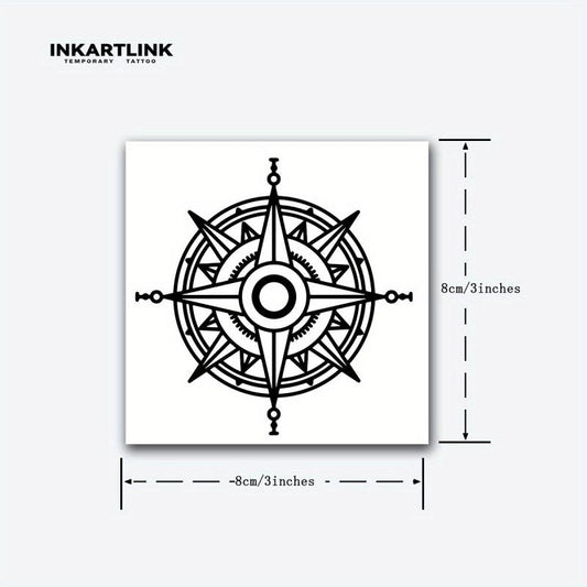 Compass Temporary Tattoo Stickers Herbal Juice Tattoo Waterproof 2 Weeks