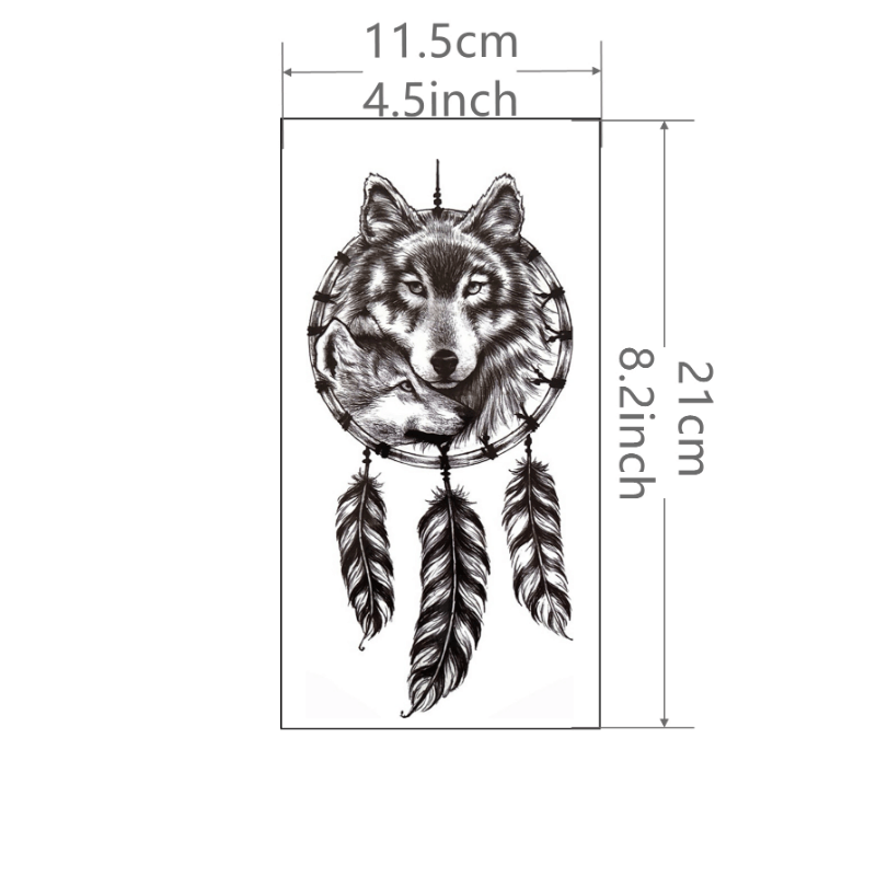 Long Lasting Waterproof Wolf Tattoo Sticker for Adults - Temporary Body Art