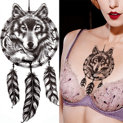 Long Lasting Waterproof Wolf Tattoo Sticker for Adults - Temporary Body Art